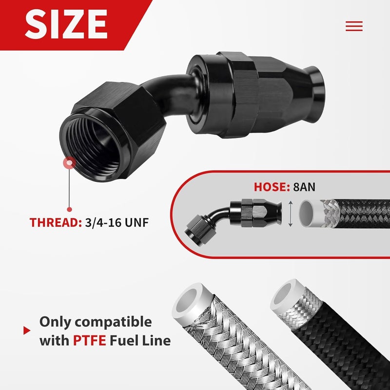 BRIFITOR 8AN PTFE Fuel Line Kit Nylon Braided PTFE Fuel Hose 20FT With AN8 Hose End Fitting For LS Swap EFI Fuel System - Image 5